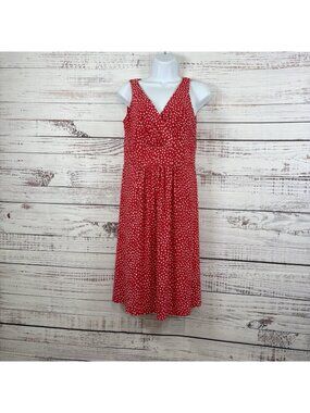Chaps Red Polka Dot V Neck Sleeveless Dress